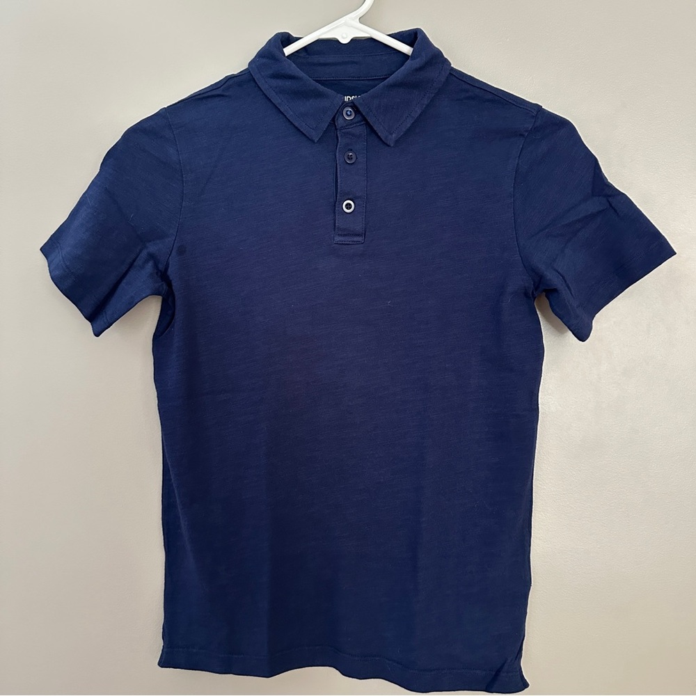 Boys medium 10/12 lands end navy blue short sleeve polo